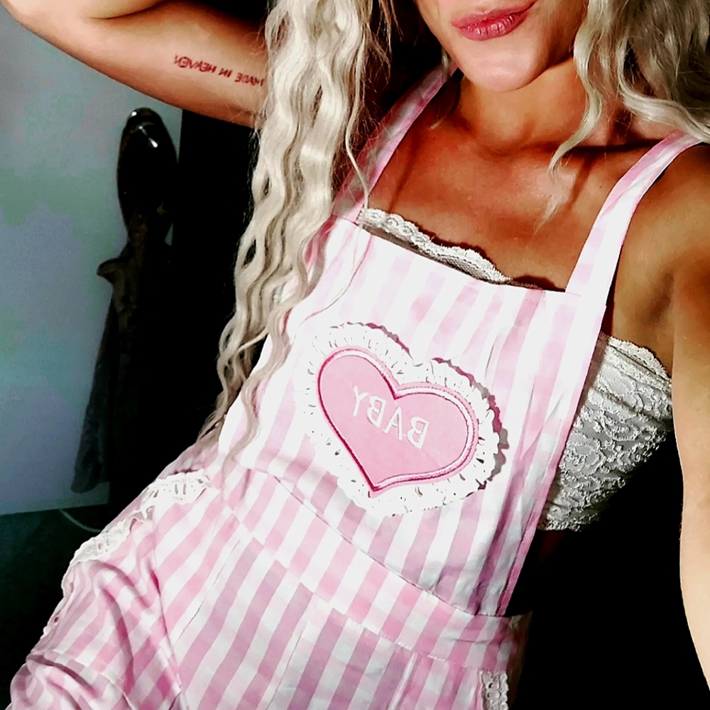 Handmade striped babydoll overalls
